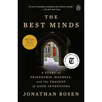 Book cover of 'The Best Minds' by Jonathan Rosen with a dark background and arched entrance.