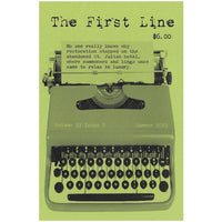 Vintage typewriter on a green background with text