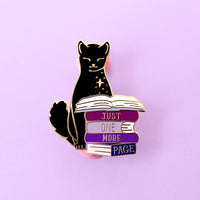 Just One More Page Book Cat Enamel Pin
