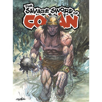 Comic book cover featuring a warrior with 'The Savage Sword of Conan' title
