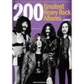 Book cover featuring four individuals from a heavy rock band with text about 200 greatest heavy rock albums.