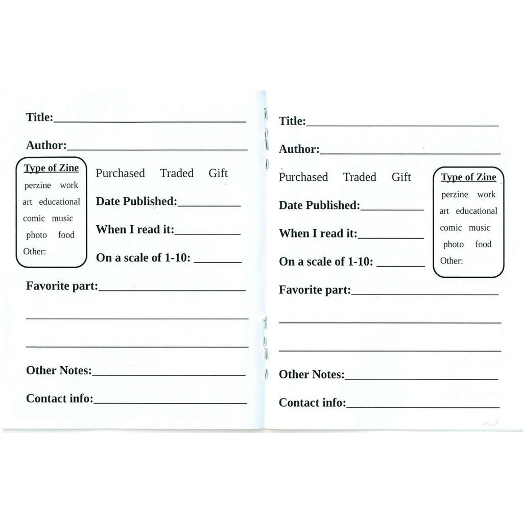 Zinester Reading Log
