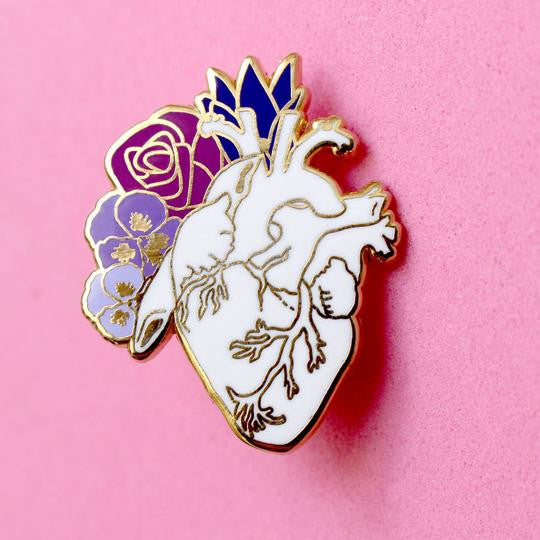 Anatomical Heart Enamel Pin (white)