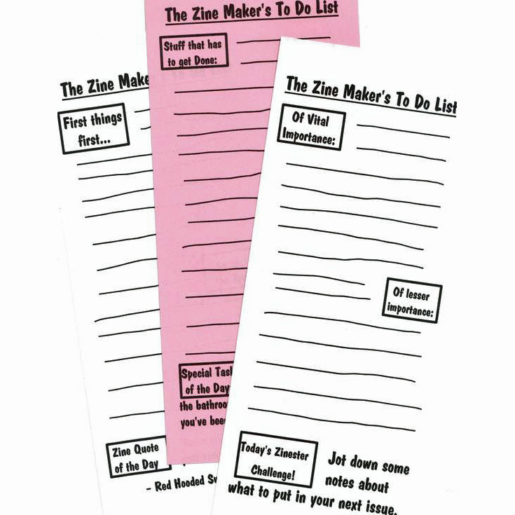 Zine Maker's To Do List